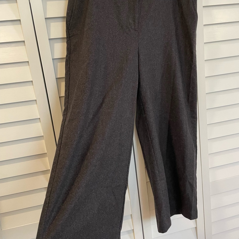 Eileen Fisher Charcoal Wool Wide Leg Crop Pants